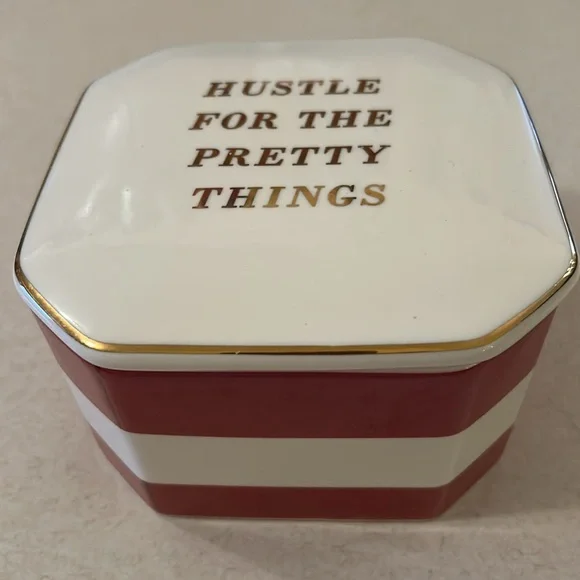 “Hustle For The Pretty Things” Extra Large Bold Striped Trinket Box NEW - Picture 1 of 15